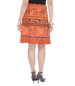 Orange printed Cotton Rajasthani skirts