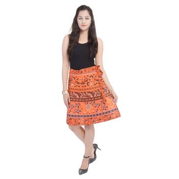 Orange printed Cotton Rajasthani skirts 2