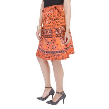 Orange printed Cotton Rajasthani skirts 3