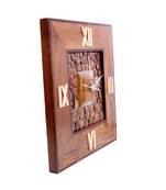 Hand Crafted Antique Square Shape Wooden Wall Clock