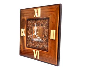 Hand Crafted Antique Square Shape Wooden Wall Clock 3