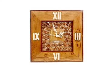 Hand Crafted Antique Square Shape Wooden Wall Clock 4
