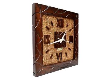 Hand Crafted Antique Square Shape Wooden Wall Clock 1