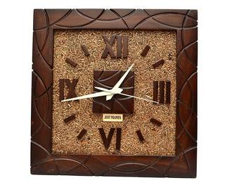 Hand Crafted Antique Square Shape Wooden Wall Clock 2