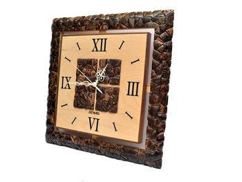 Hand Crafted Antique Square Shape Wooden Wall Clock 1