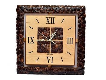 Hand Crafted Antique Square Shape Wooden Wall Clock 2