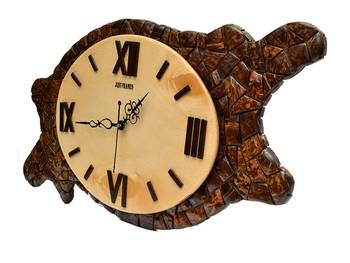 Hand Crafted Antique Asymmetric Shape Wooden Wall Clock 1