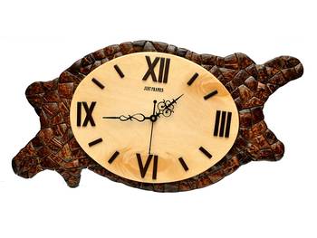 Hand Crafted Antique Asymmetric Shape Wooden Wall Clock 2