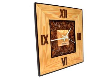 Hand Crafted Antique Square Shape Wooden Wall Clock 1