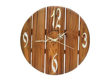 Hand Crafted Antique Circular Shape Wooden Wall Clock 2