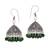 Oxidised Silver Plated Green Beads Brass Earrings Jewellery
