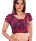 Voilet and pink lycra fabric printed stitched blouse