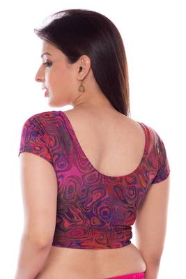 Voilet and pink lycra fabric printed stitched blouse 4