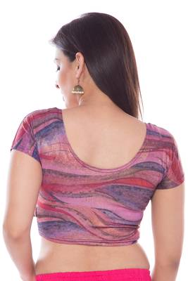 Purple lycra fabric printed stitched blouse 4