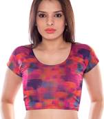 Orange and pink lycra fabric printed stitched blouse