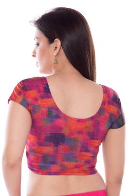 Orange and pink lycra fabric printed stitched blouse 4