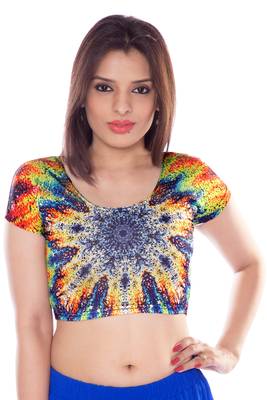 Multicolour lycra fabric printed stitched blouse 1
