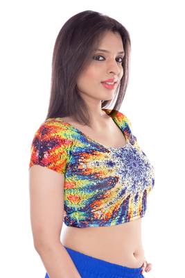 Multicolour lycra fabric printed stitched blouse 3