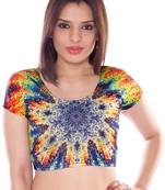 Multicolour lycra fabric printed stitched blouse