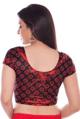 Black lycra fabric printed stitched blouse 4