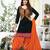 Fabulous Designer Black And Orange Cotton Patiala Suit