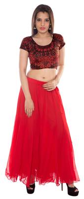 Darkred lycra fabric printed stitched blouse 2