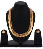 Laxmi ji  gold plated traditional temple coin red stone long necklace set