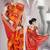 Red Orange woven cotton poly nauvari-saree