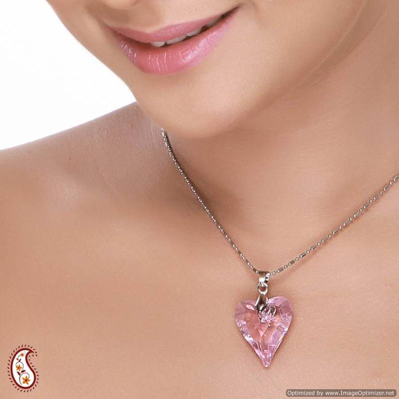 Light Pink Heart Crystal Pendant