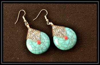 Royal turqouise temple dangling earrings 1