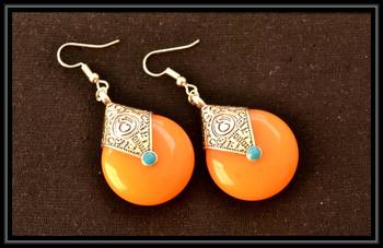 Royal yellow temple dangling earrings 1