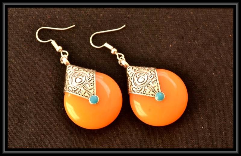 Royal yellow temple dangling earrings