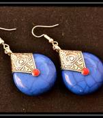 Royal blue temple dangling earrings