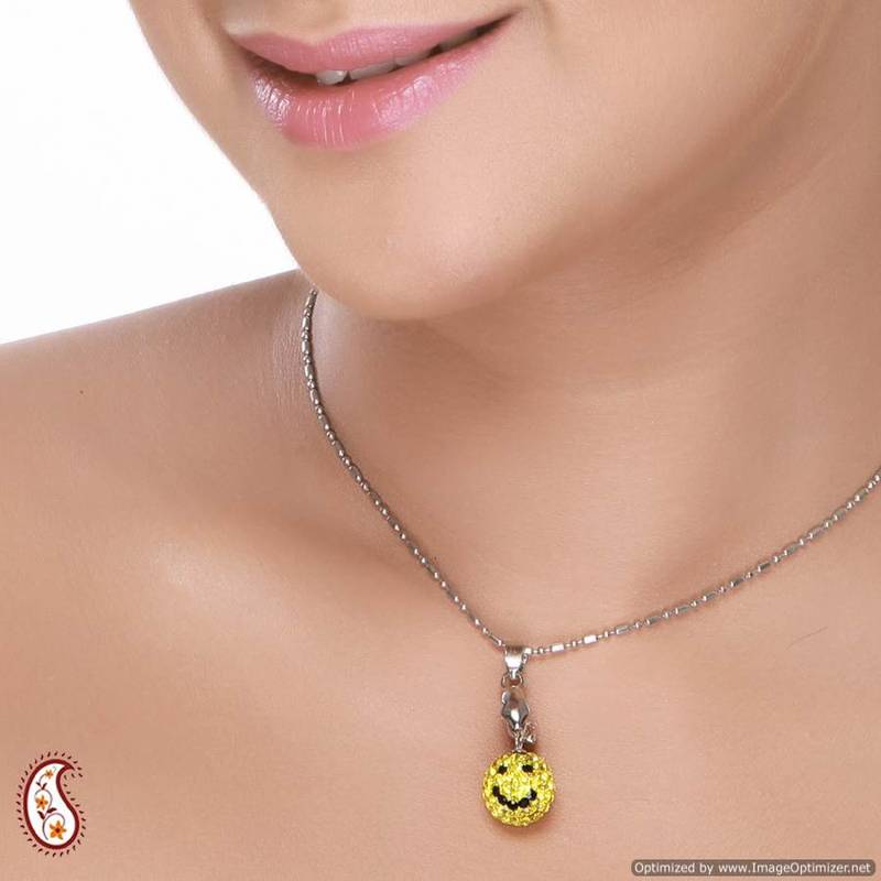 Yellow Smily Swarovski Crystal Pendant