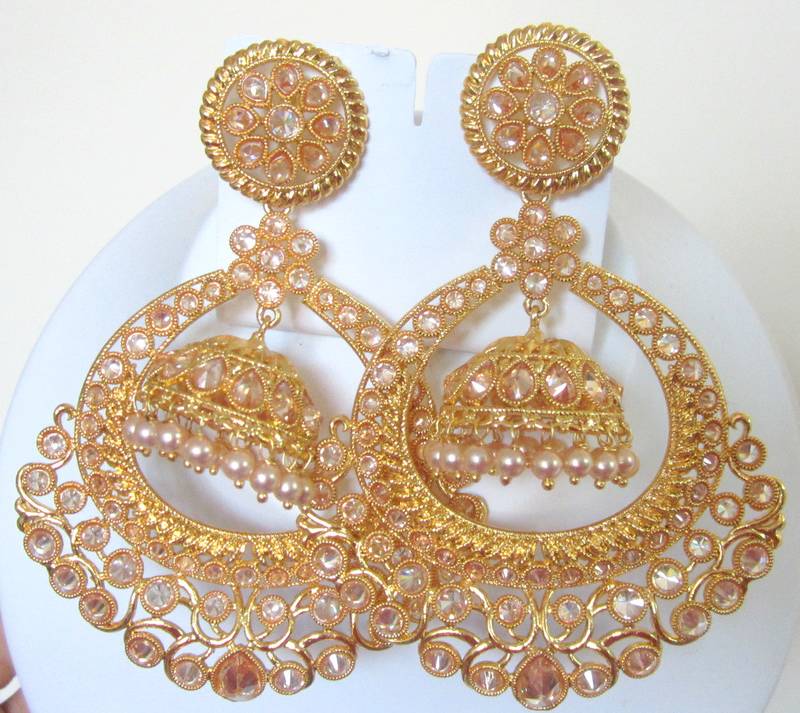 Chand Bali Jhumka Earrings Dangler Gold Plated