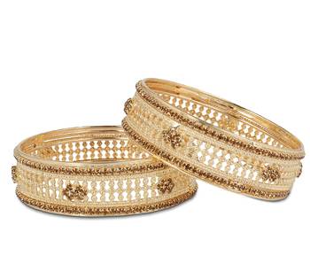 Traditional Rose Gold Plated And Running Stone Two Piece Bracelet By Leshya 1