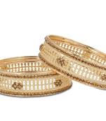 Traditional Rose Gold Plated And Running Stone Two Piece Bracelet By Leshya