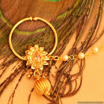 Gold & Pearl Zircon Bridal Nose Ring 2
