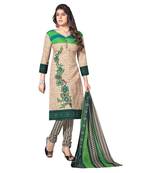 Multicolor printed pure cotton unstitched salwar with dupatta