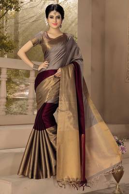 Multicolor woven cotton silk saree with blouse 1