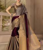 Multicolor woven cotton silk saree with blouse