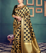 Black woven kanchipuram silk pattu saree with blouse