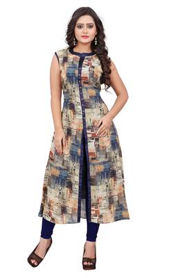 Multicolor printed georgette party-wear-kurtis 1