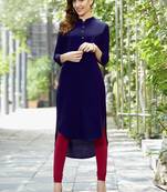 Blue plain rayon pakistani-kurtis