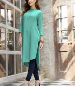Sky blue plain rayon pakistani-kurtis