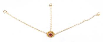 Traditional Borla Matha Patti Made With Fine Brass & Decorated With Crystal Stones 1