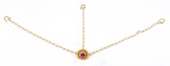 Traditional Borla Matha Patti Made With Fine Brass & Decorated With Crystal Stones 2