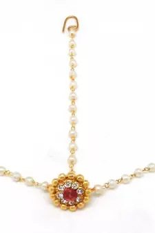 Traditional Borla Matha Patti Made With Fine Brass & Decorated With Crystal Stones