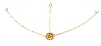 Traditional Borla Matha Patti Made With Fine Brass & Decorated With Crystal Stones 1