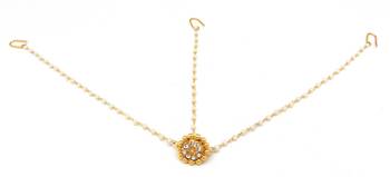 Traditional Borla Matha Patti Made With Fine Brass & Decorated With Crystal Stones 1